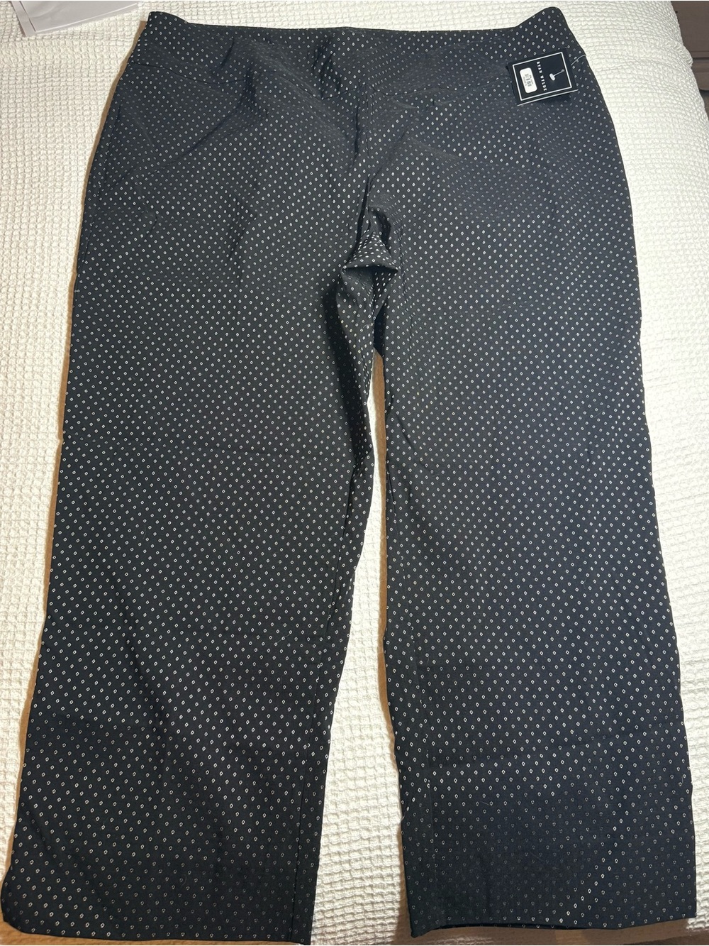 Women's Black Ankle Pants with Micro Dot Print